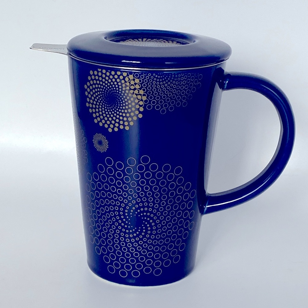 David’s Tea Perfect Mug Delft Celebration Blue Gold Flower Burst Davids - Picture 4 of 6